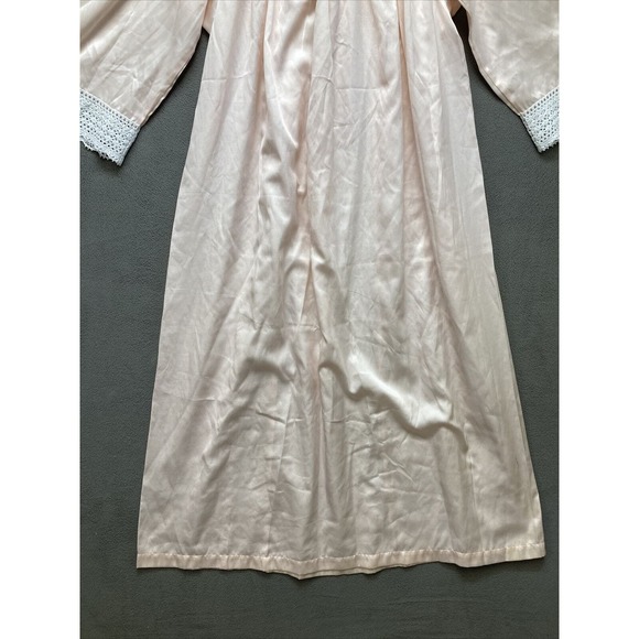 Vtg Christian Dior Womens Nightgown Pink Long Sleeve Satin Lace Nordstrom M - Picture 5 of 8